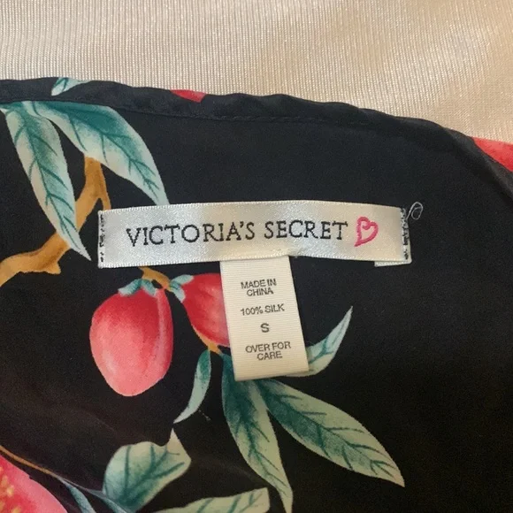 Victoria’s Secret Black Silk Floral Slip | Size S Silk Chemise - Picture 3 of 7
